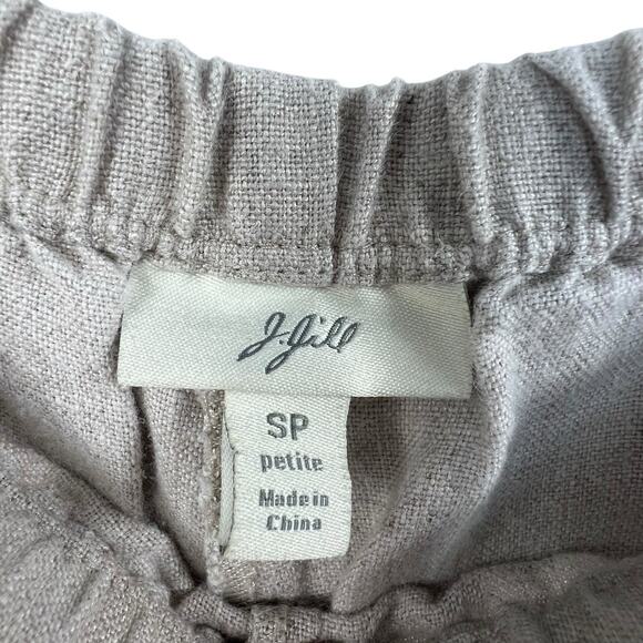 J Jill Elastic Waist Tan 100% Linen Pants Size SP Small Petite Wide Leg - Picture 6 of 11